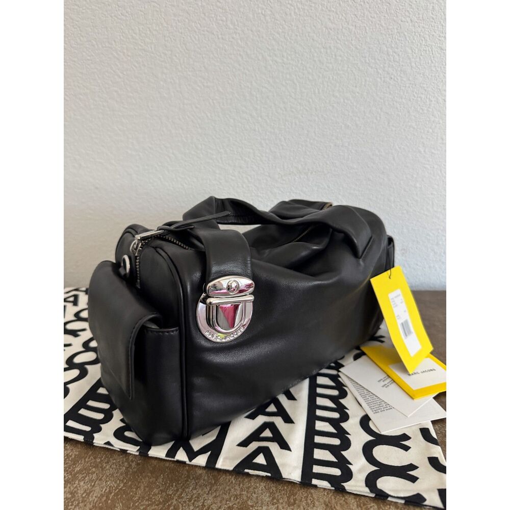 Marc Jacobs Pushlock Bag Black Leather Crossbody Satchel NWT